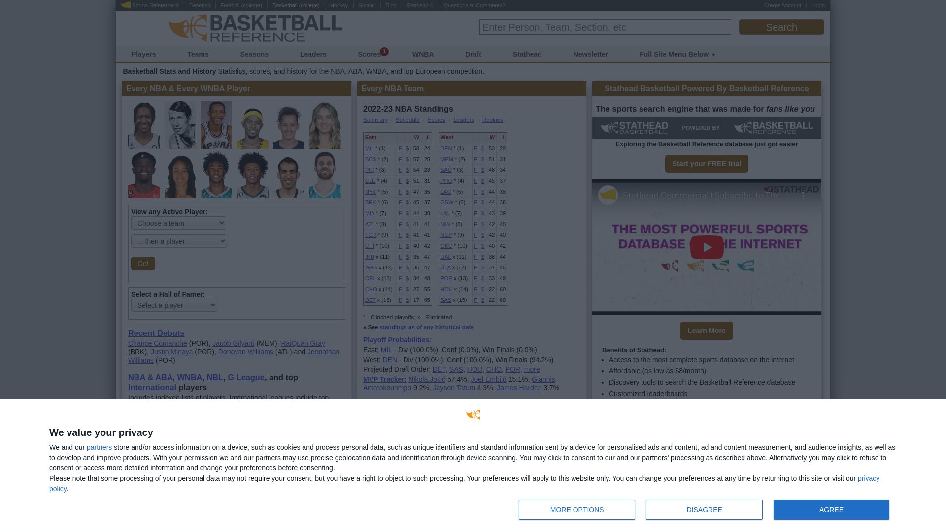 вебсайт basketball-reference.com Є   ONLINE