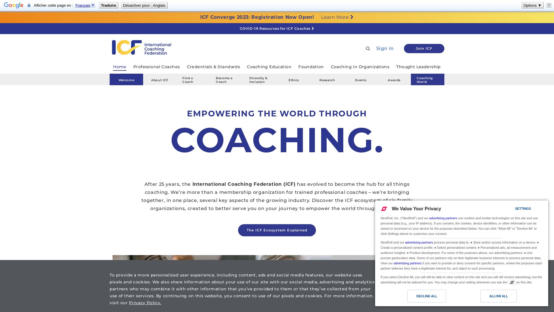 вебсайт coachingfederation.org Є   ONLINE