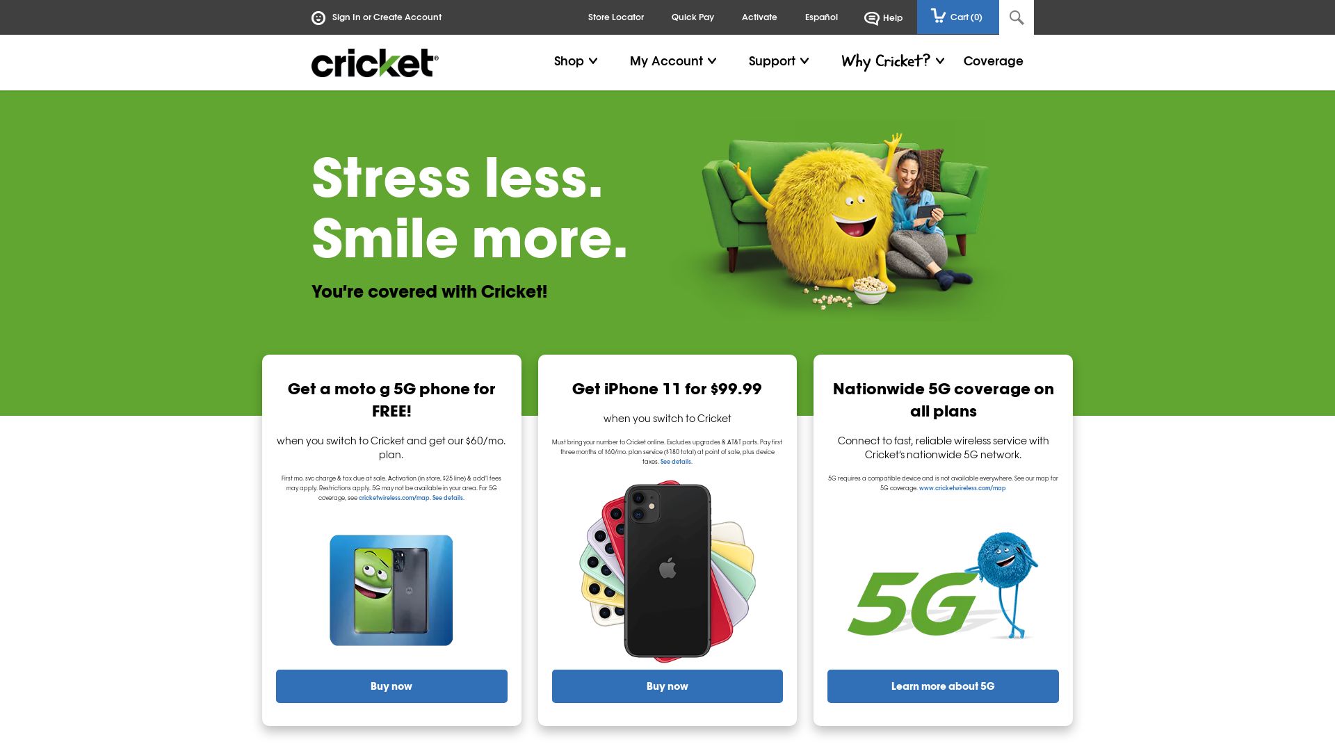 вебсайт cricketwireless.com Є   ONLINE