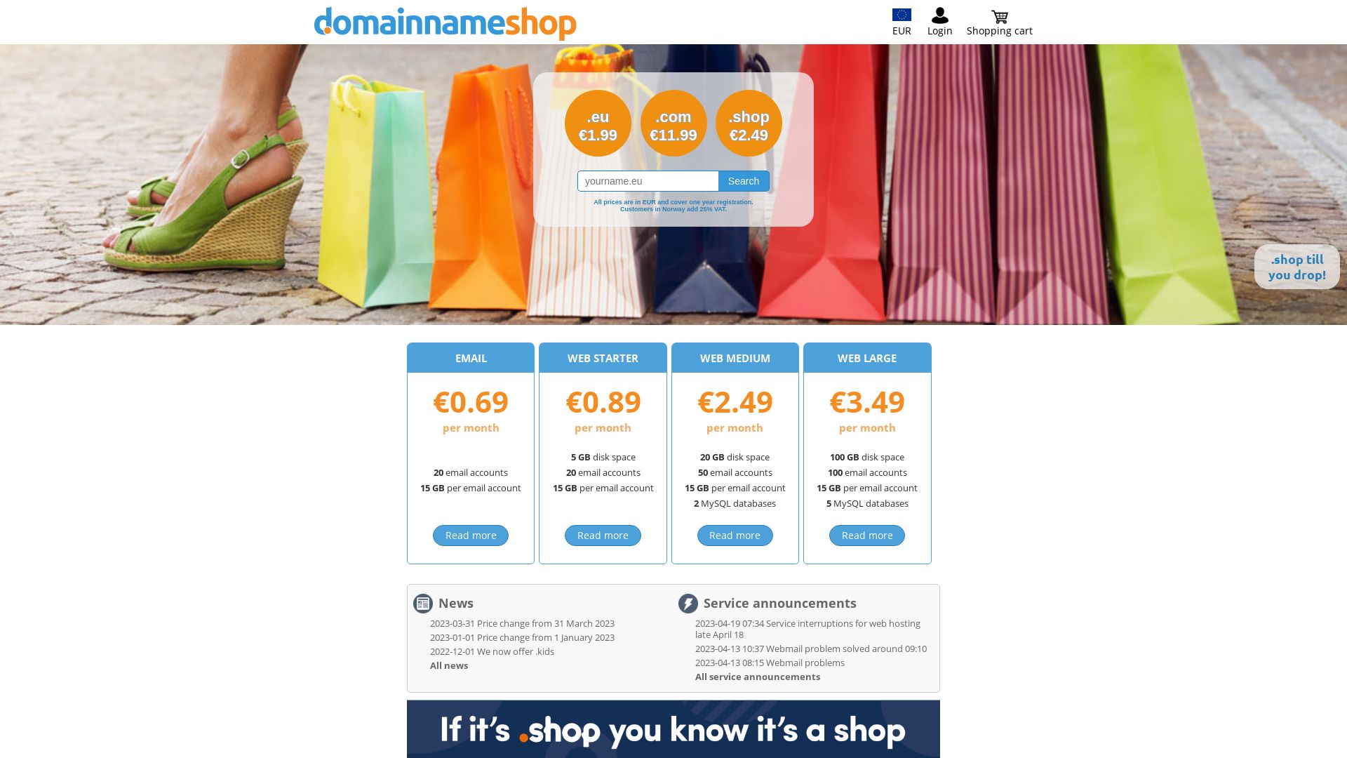 вебсайт domainnameshop.com Є   ONLINE