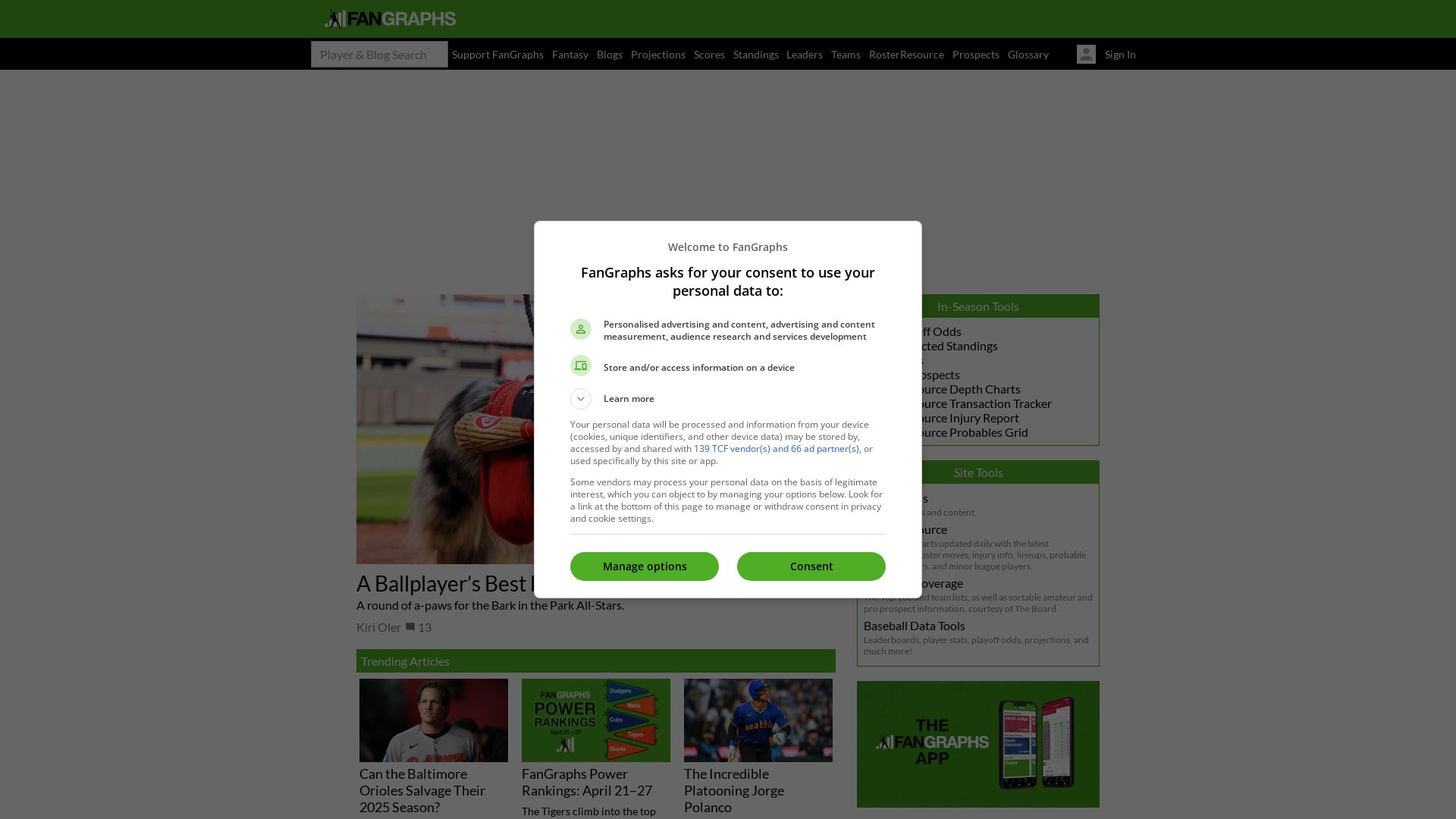 вебсайт fangraphs.com Є   ONLINE
