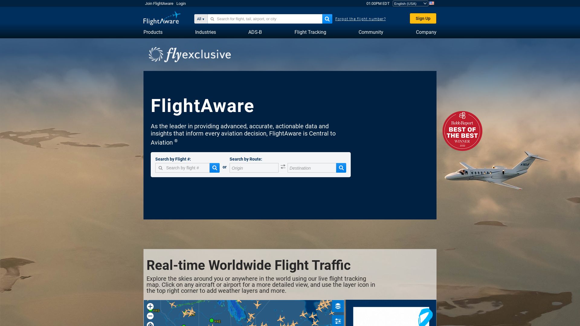 вебсайт flightaware.com Є   ONLINE