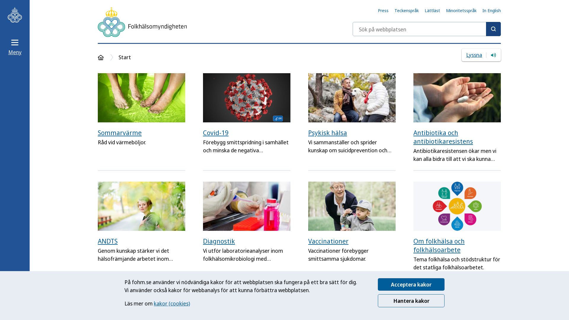 вебсайт folkhalsomyndigheten.se Є   ONLINE