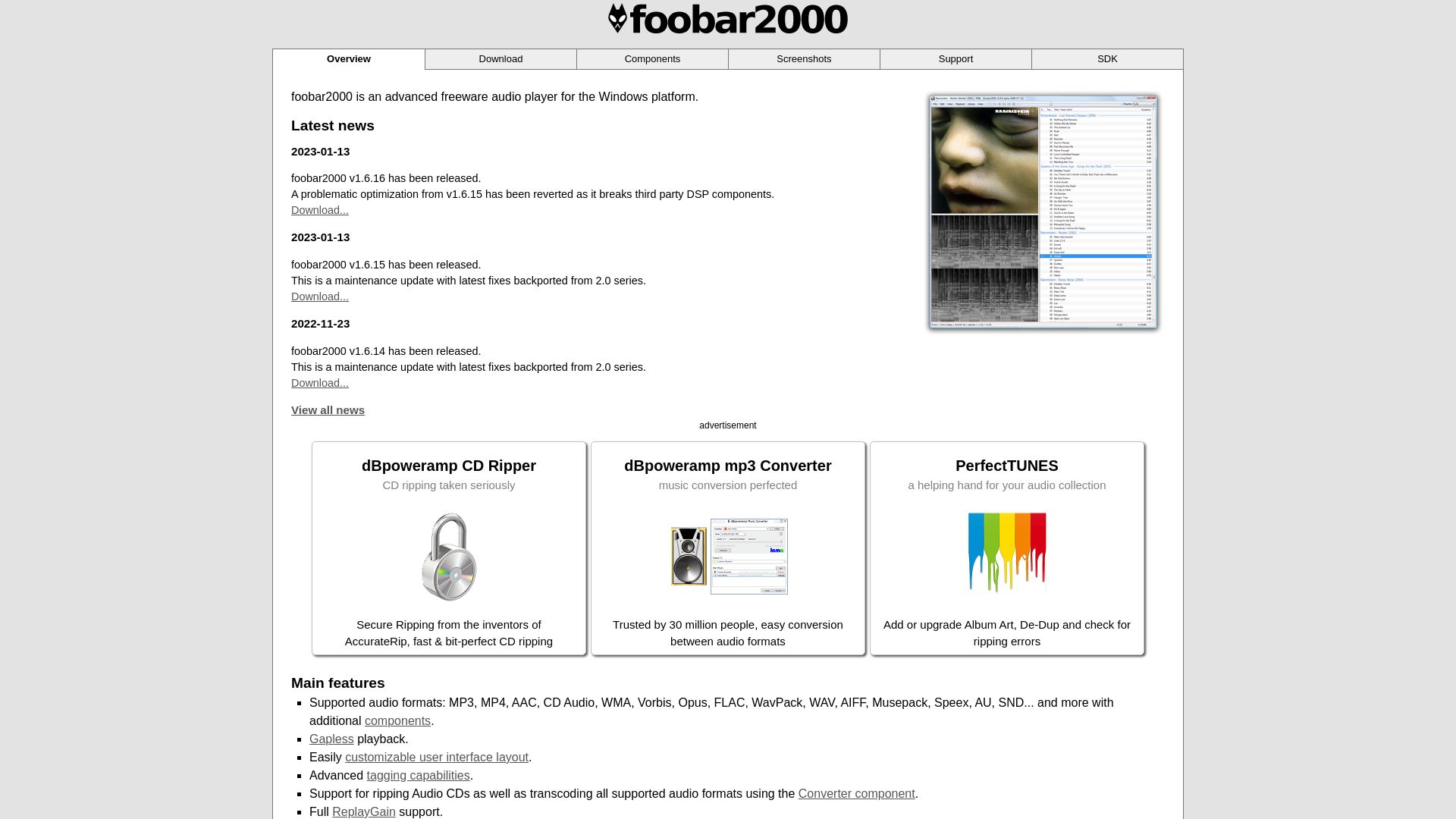 вебсайт foobar2000.org Є   ONLINE
