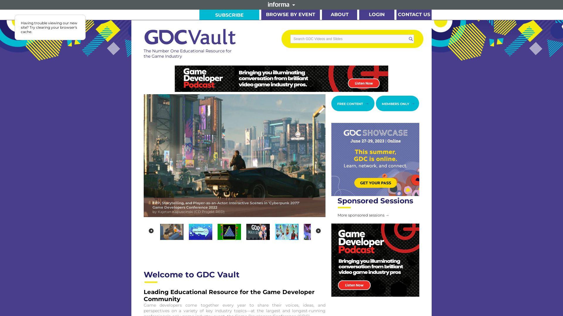 вебсайт gdcvault.com Є   ONLINE