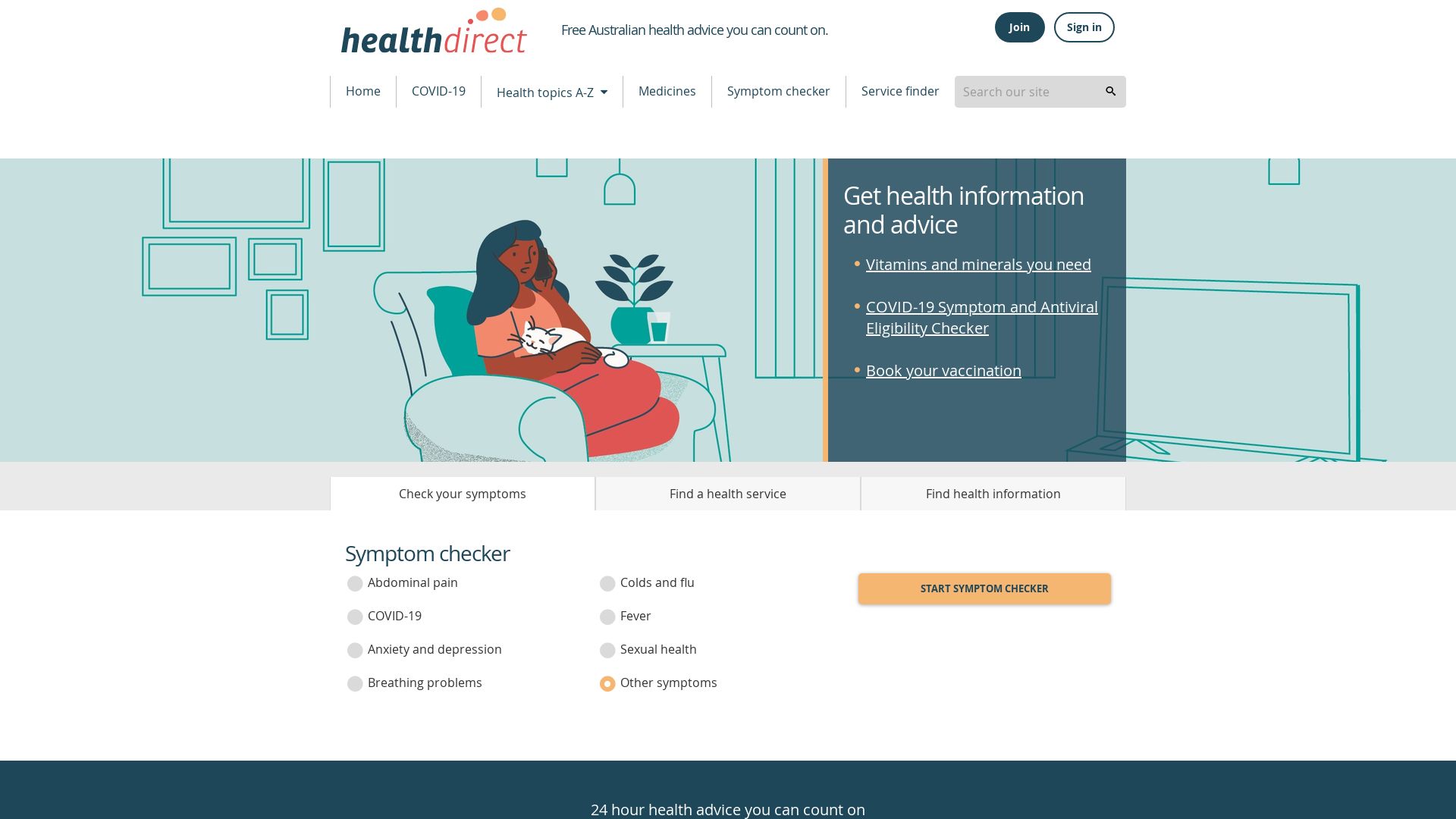 вебсайт healthdirect.gov.au Є   ONLINE
