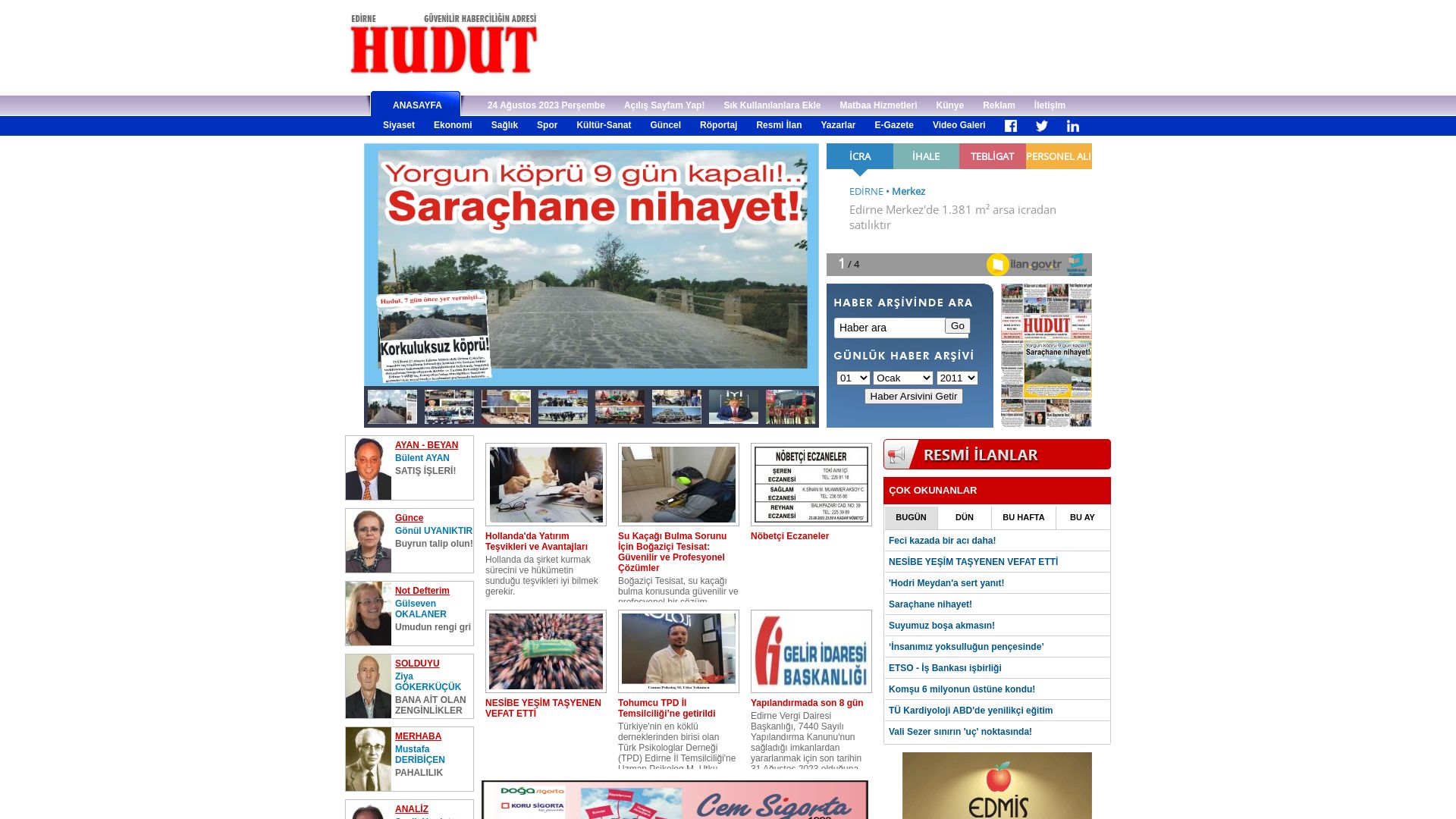 вебсайт hudutgazetesi.com Є   ONLINE