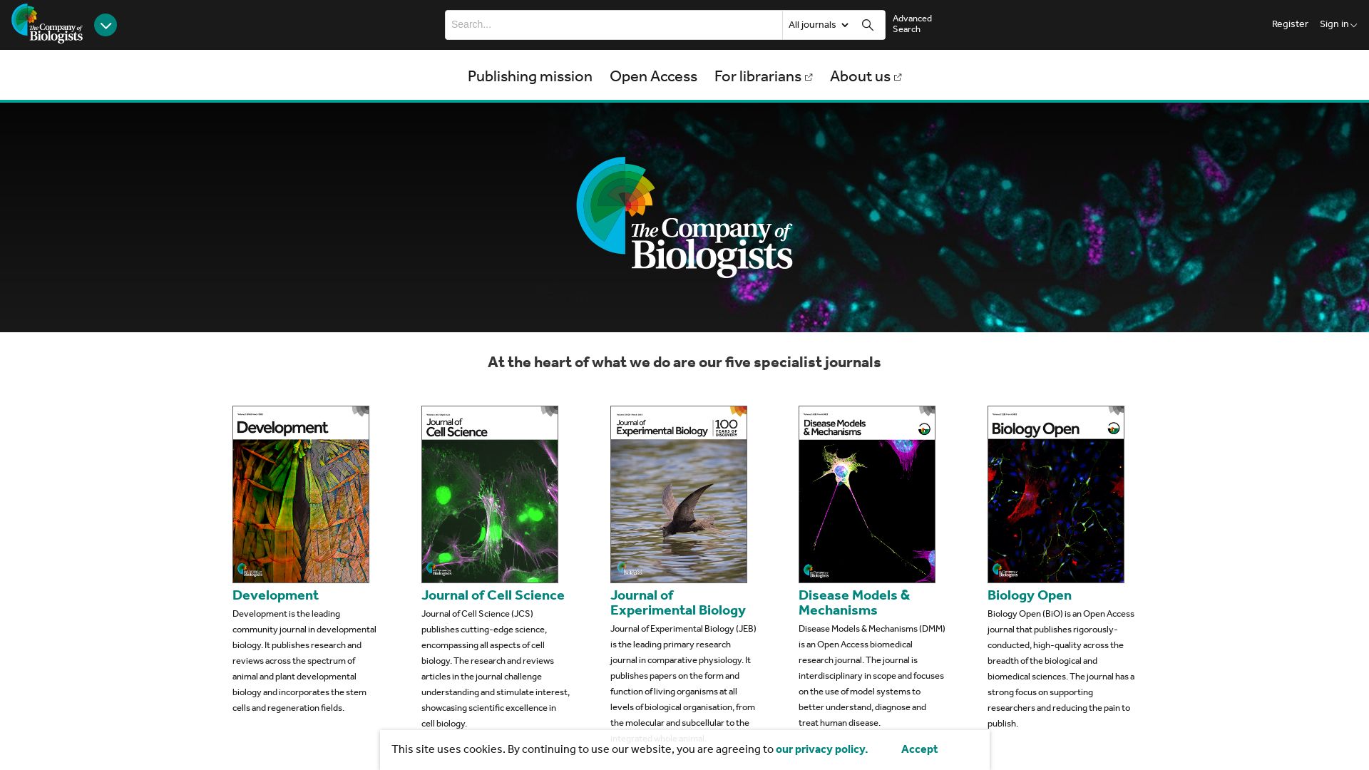 вебсайт journals.biologists.com Є   ONLINE