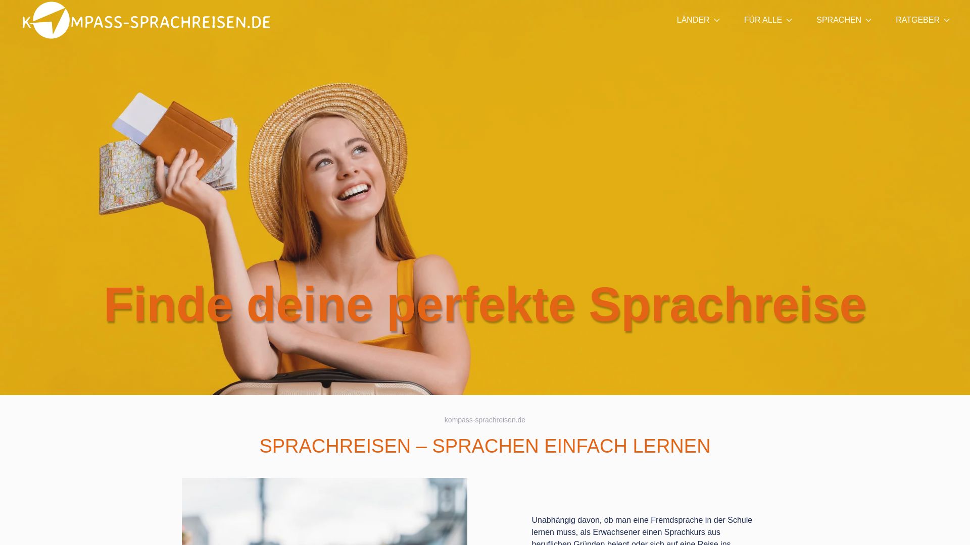 вебсайт kompass-sprachreisen.de Є   ONLINE