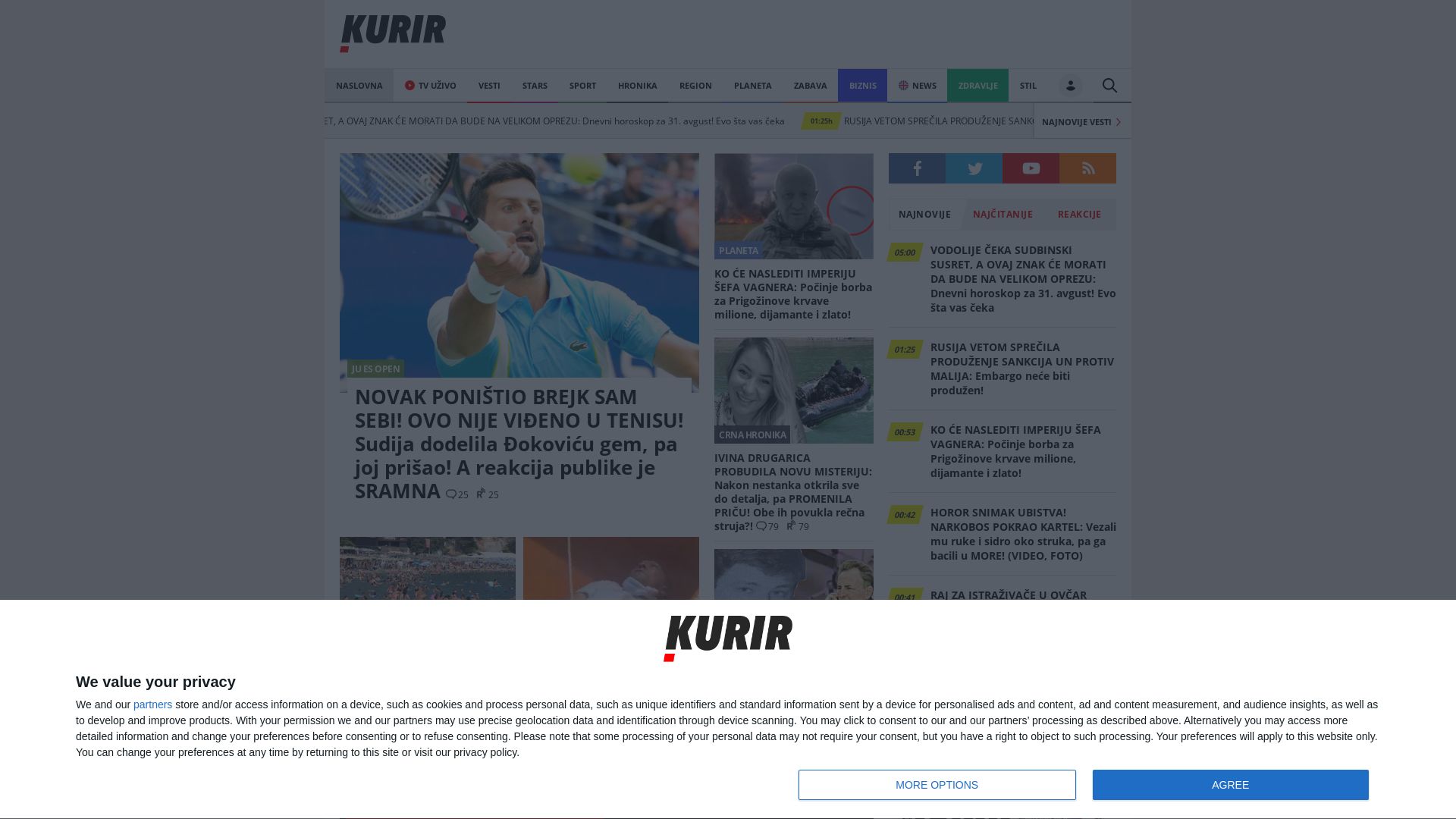вебсайт kurir.rs Є   ONLINE