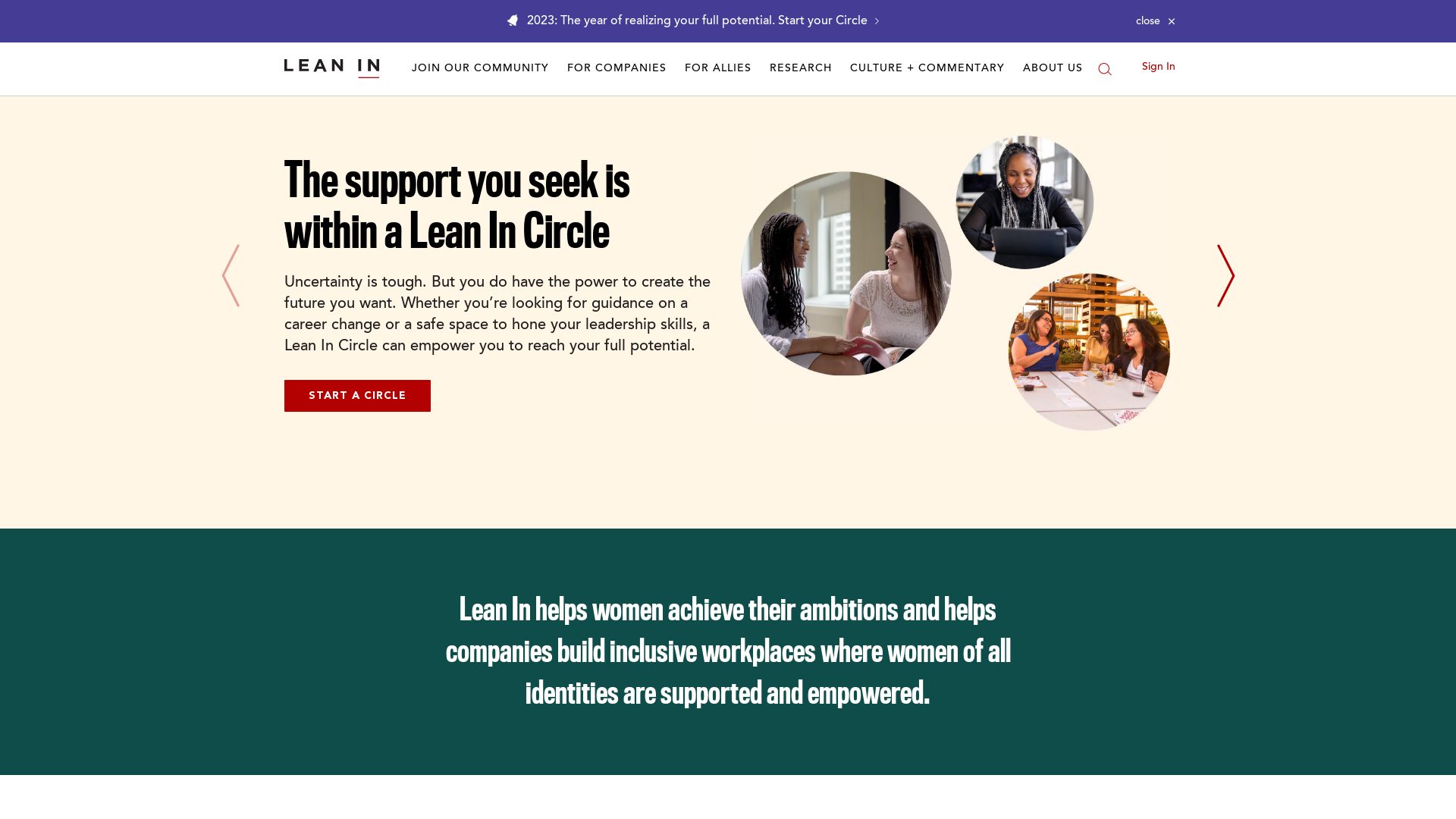 вебсайт leanin.org Є   ONLINE