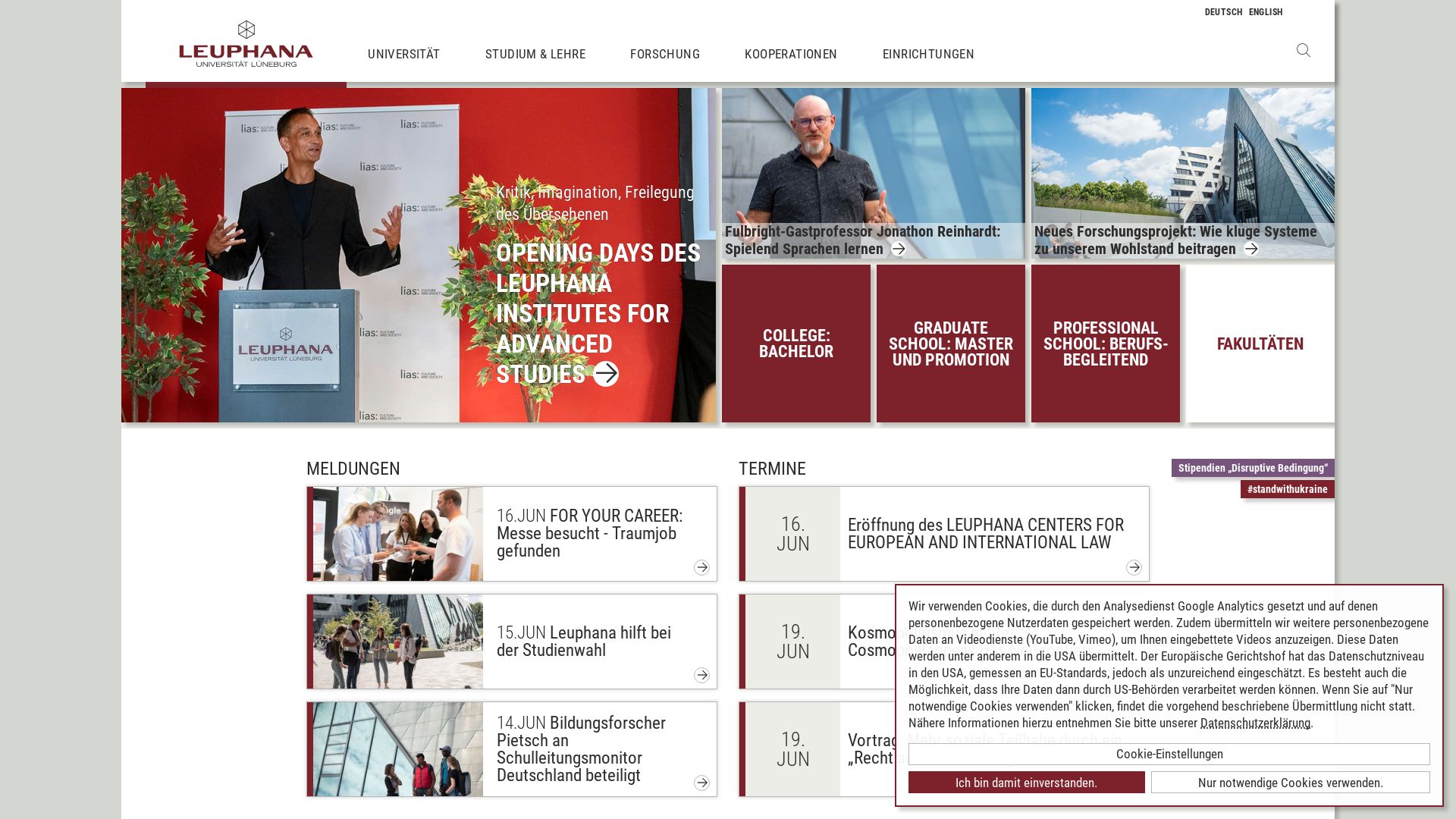 вебсайт leuphana.de Є   ONLINE