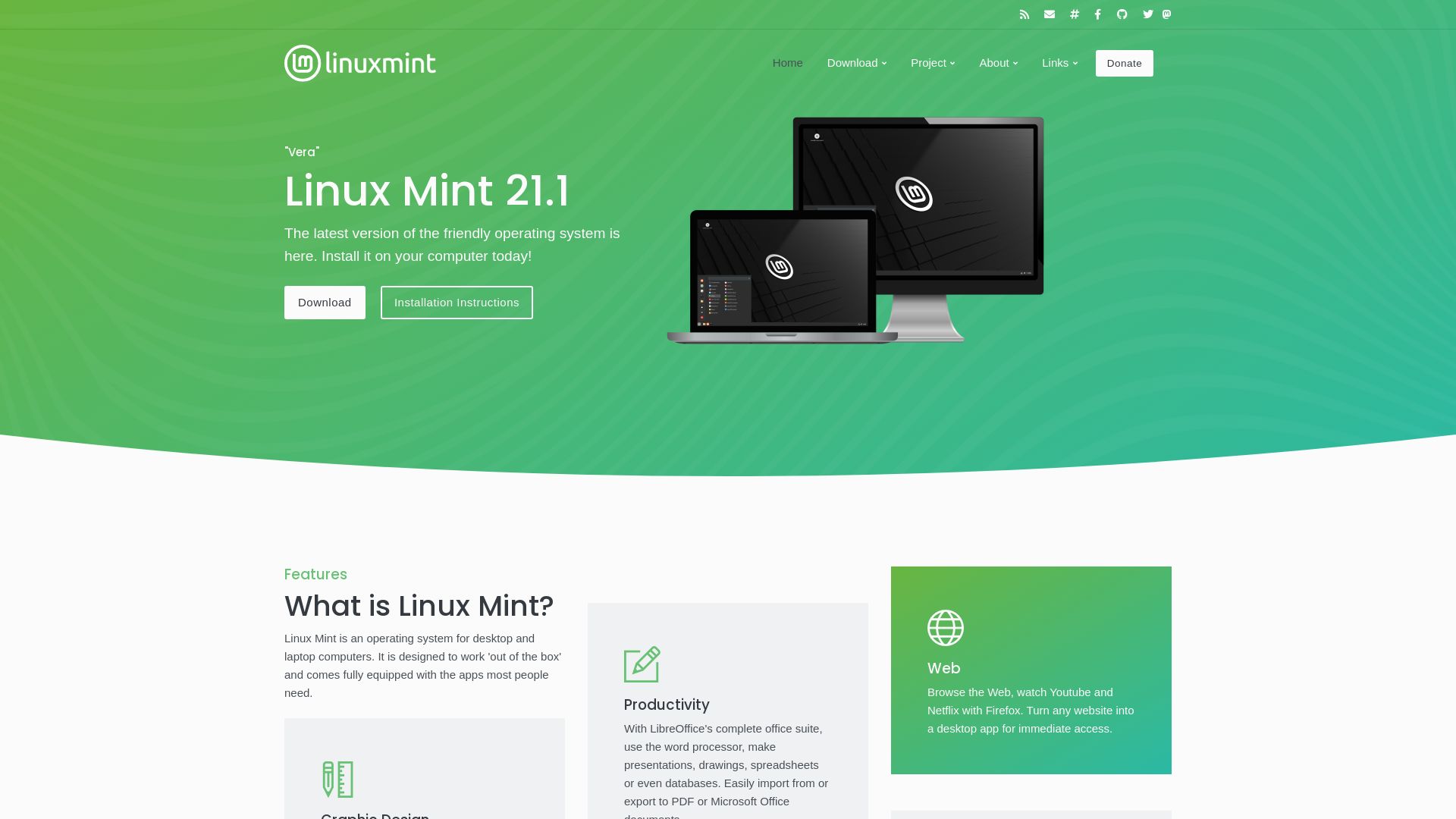 вебсайт linuxmint.com Є   ONLINE