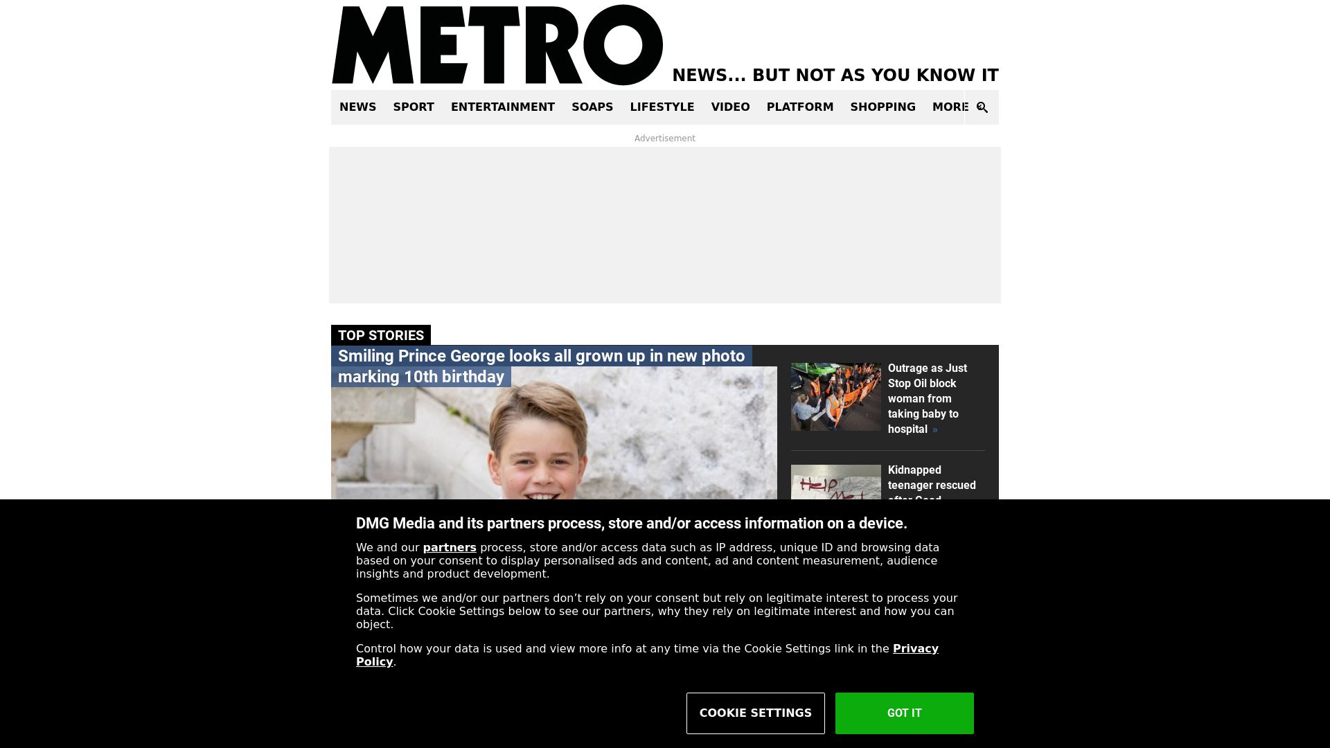 вебсайт metro.co.uk Є   ONLINE