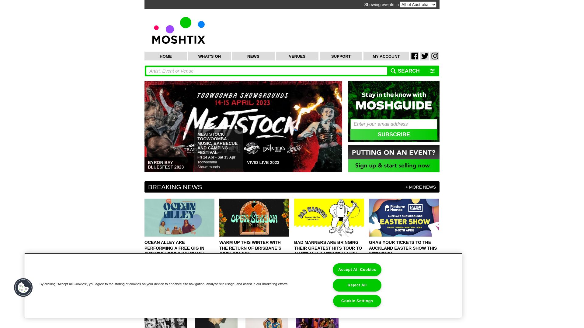 вебсайт moshtix.com.au Є   ONLINE