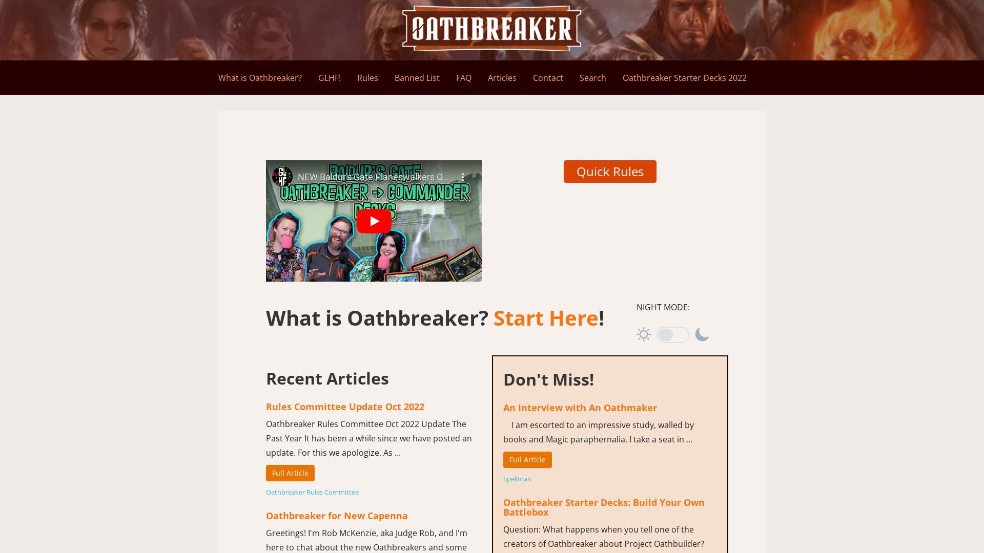 вебсайт oathbreakermtg.org Є   ONLINE