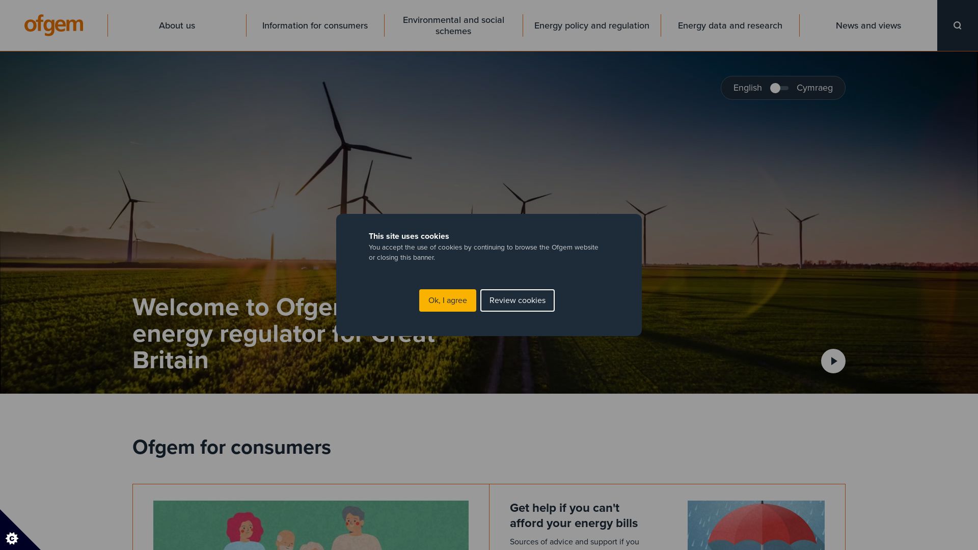 вебсайт ofgem.gov.uk Є   ONLINE