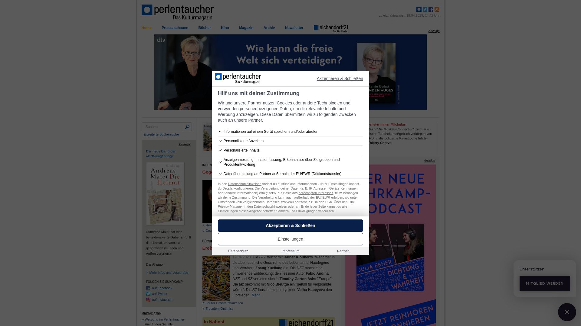 вебсайт perlentaucher.de Є   ONLINE