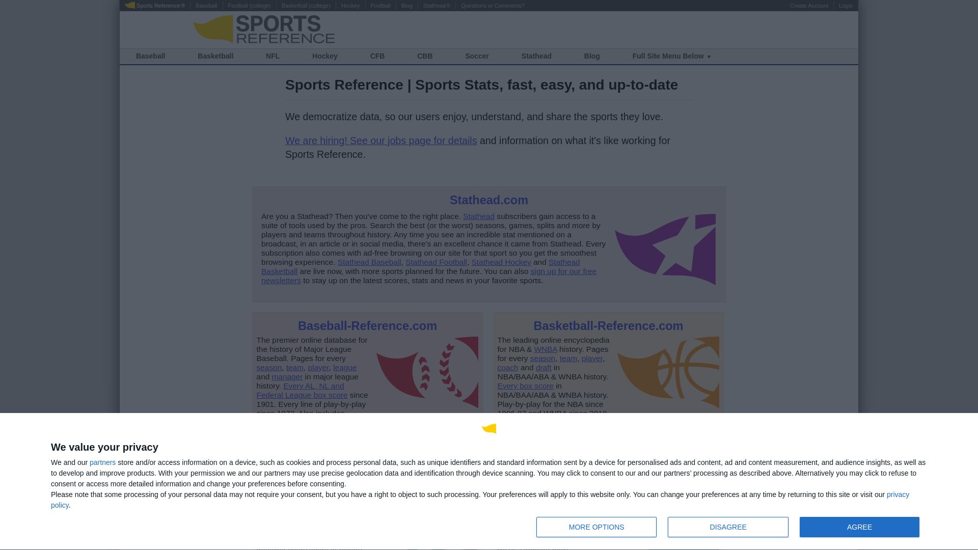 вебсайт sports-reference.com Є   ONLINE