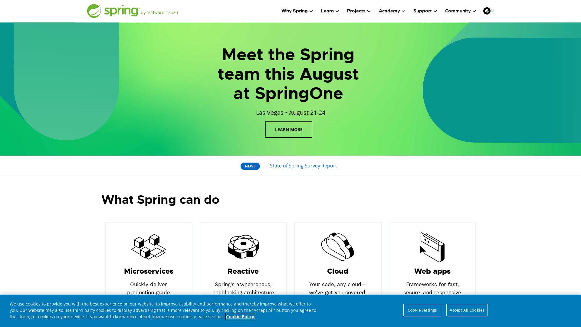 вебсайт spring.io Є   ONLINE