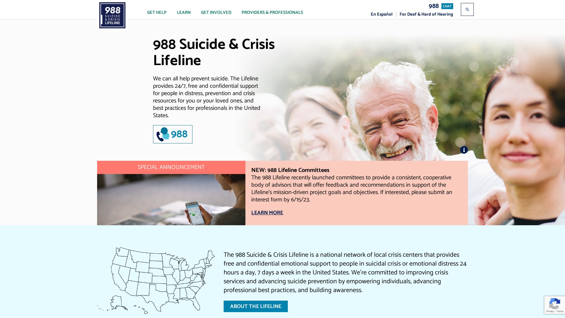 вебсайт suicidepreventionlifeline.org Є   ONLINE