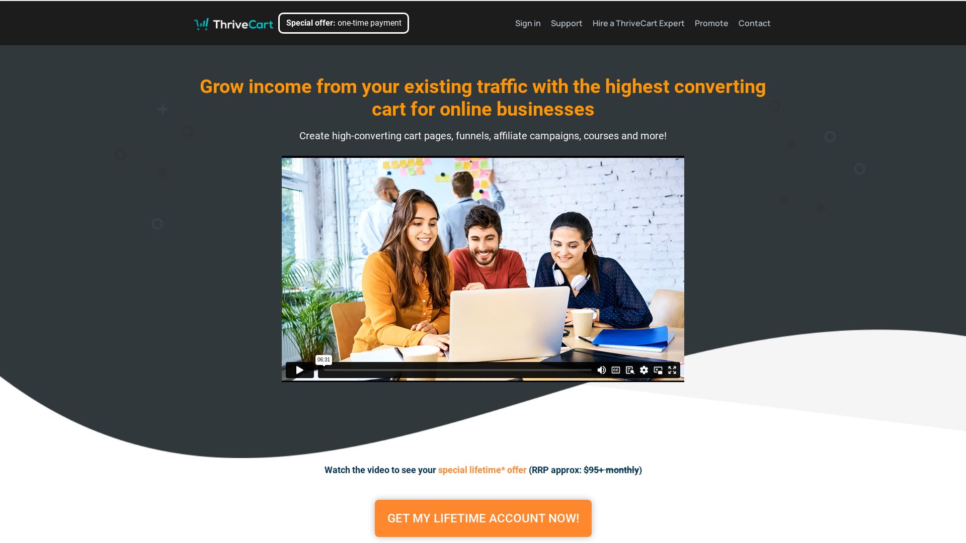 вебсайт thrivecart.com Є   ONLINE