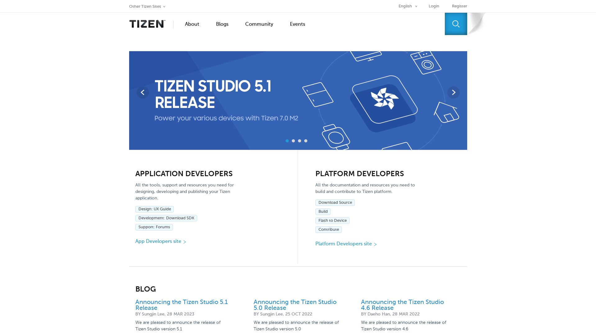 вебсайт tizen.org Є   ONLINE