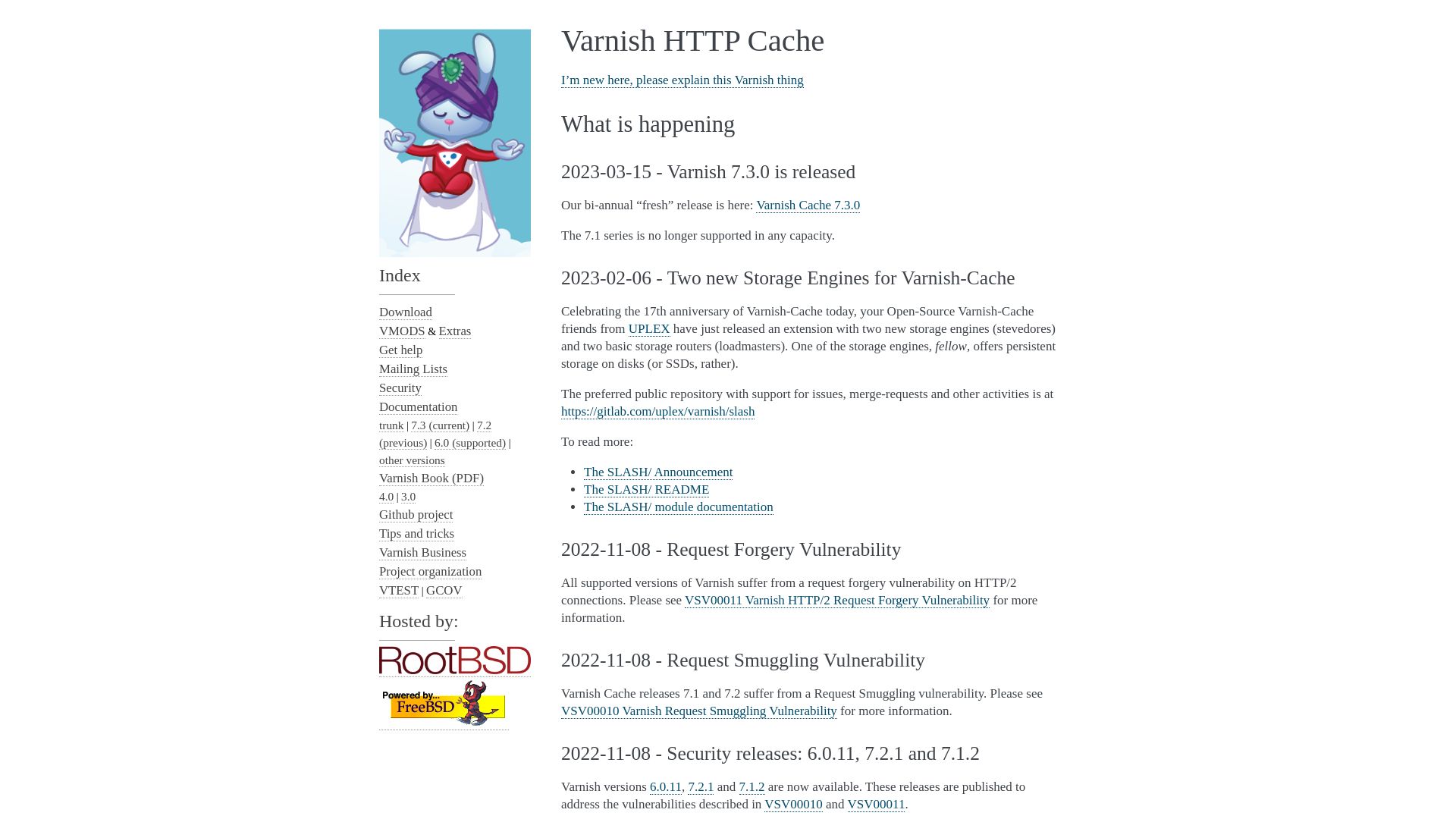 вебсайт varnish-cache.org Є   ONLINE