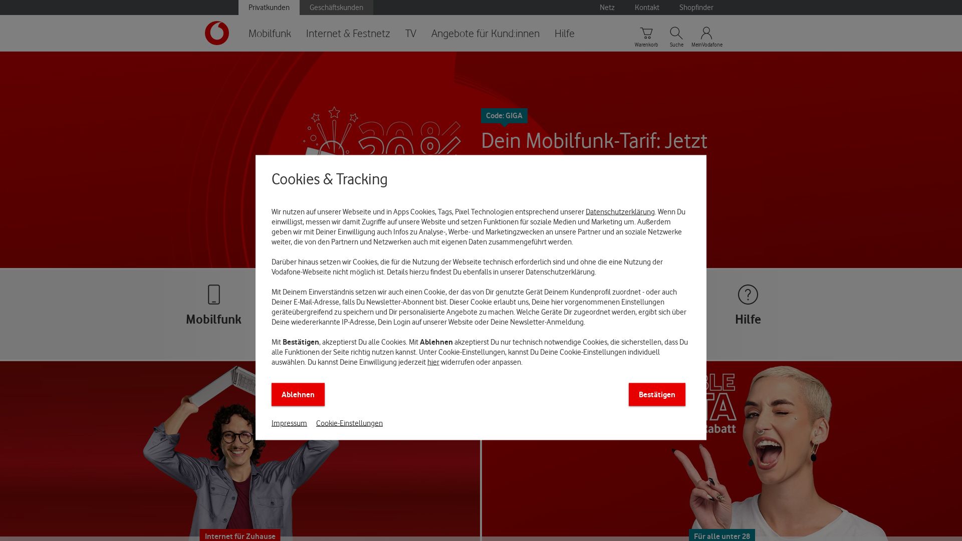 вебсайт vodafone.de Є   ONLINE