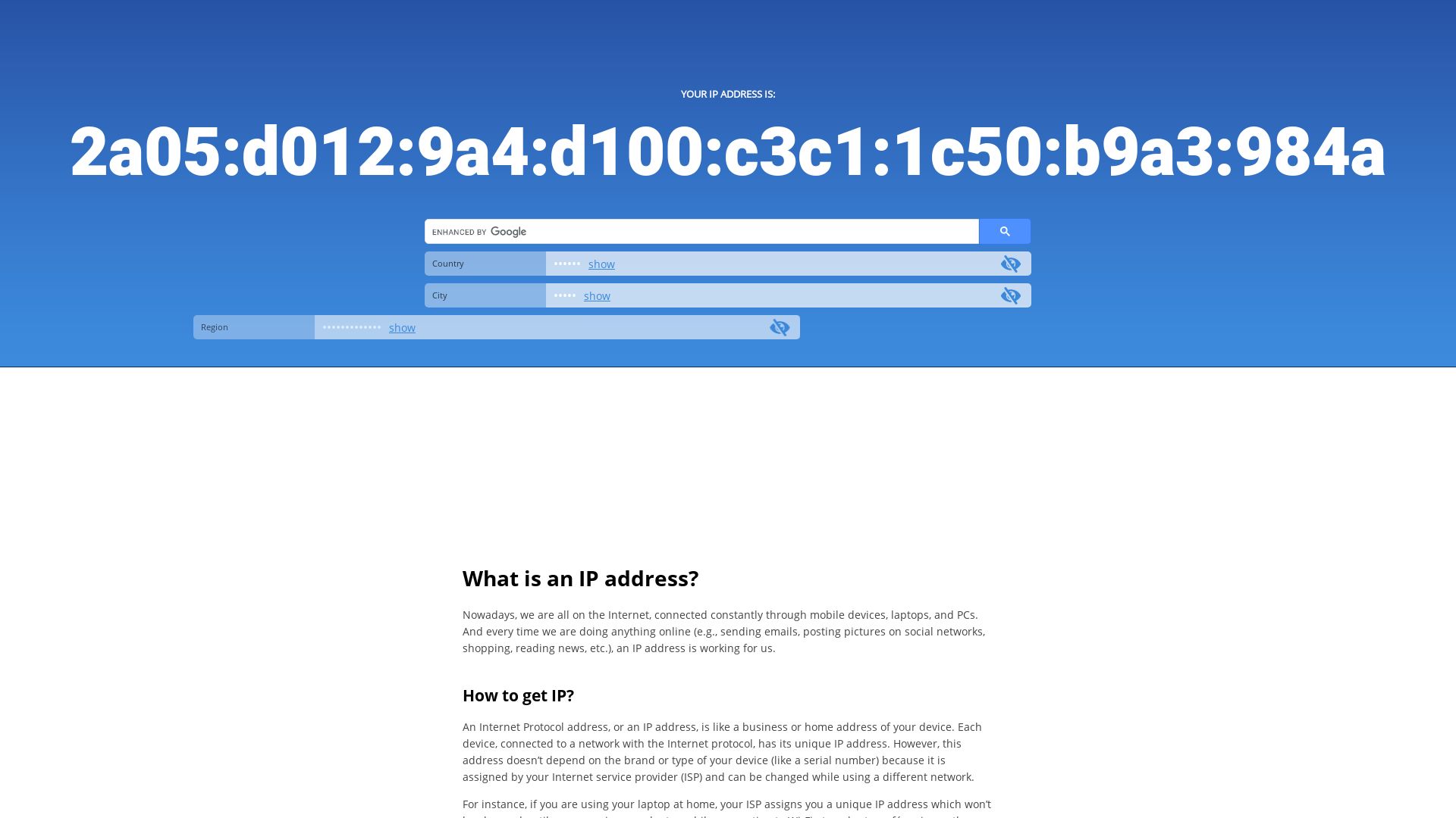 вебсайт whatismyip.li Є   ONLINE
