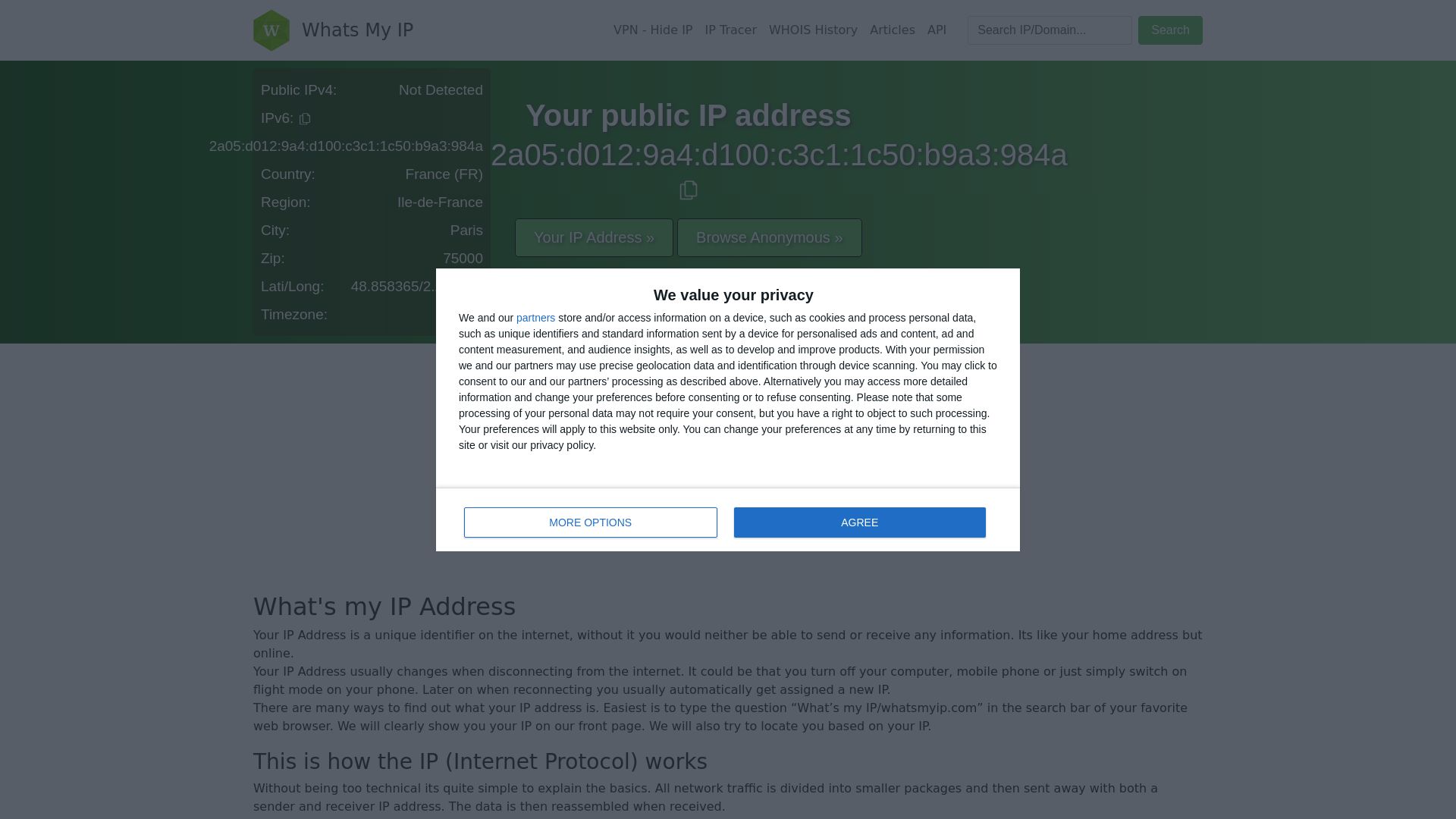 вебсайт whatsmyip.com Є   ONLINE