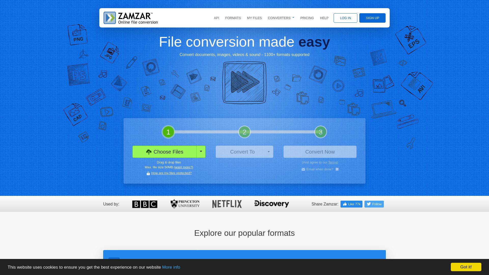 вебсайт zamzar.com Є   ONLINE