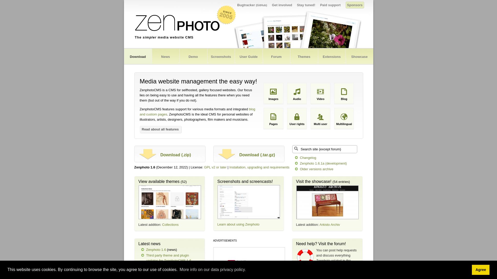 вебсайт zenphoto.org Є   ONLINE